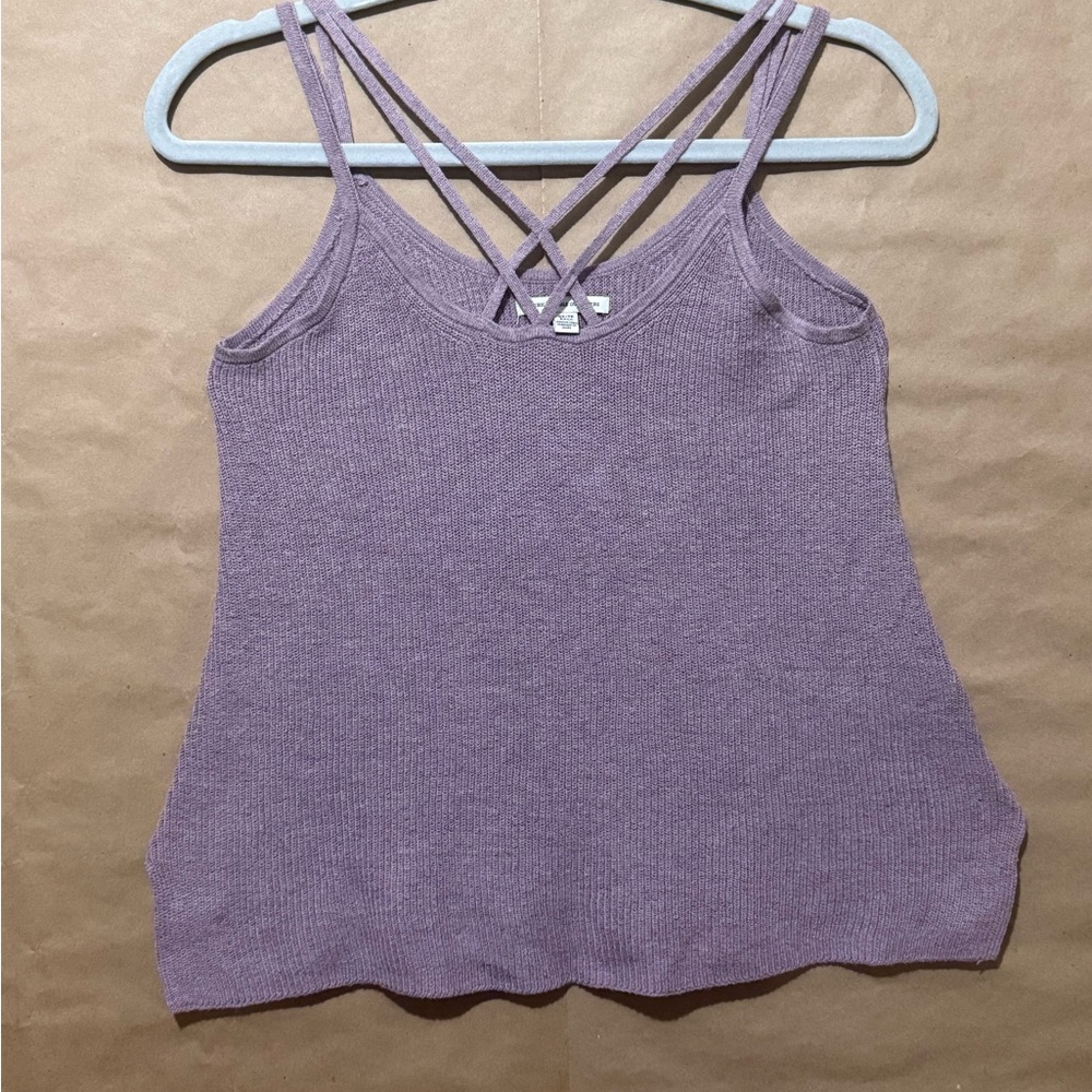 American Eagle Outfitters Purple Fitted Crisscross Neck Camisole